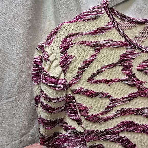 Free People Take Me Out zebra print mini bodycon dress puff sleeve knit large - Picture 5 of 11